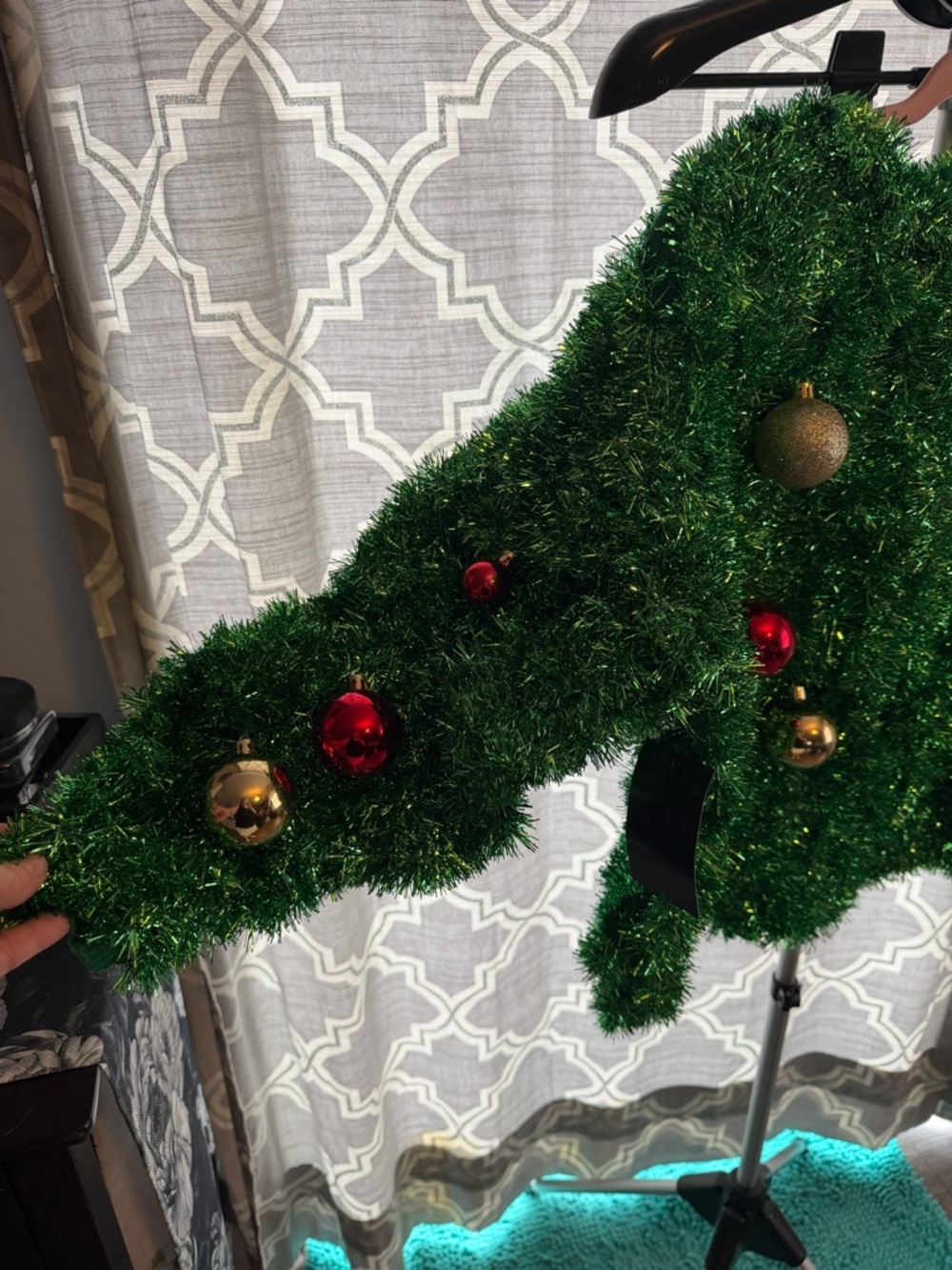 Tipsy Elves 1x Shiny Green Holiday Sweater with tinsel and Christmas balls new - Picture 4 of 10